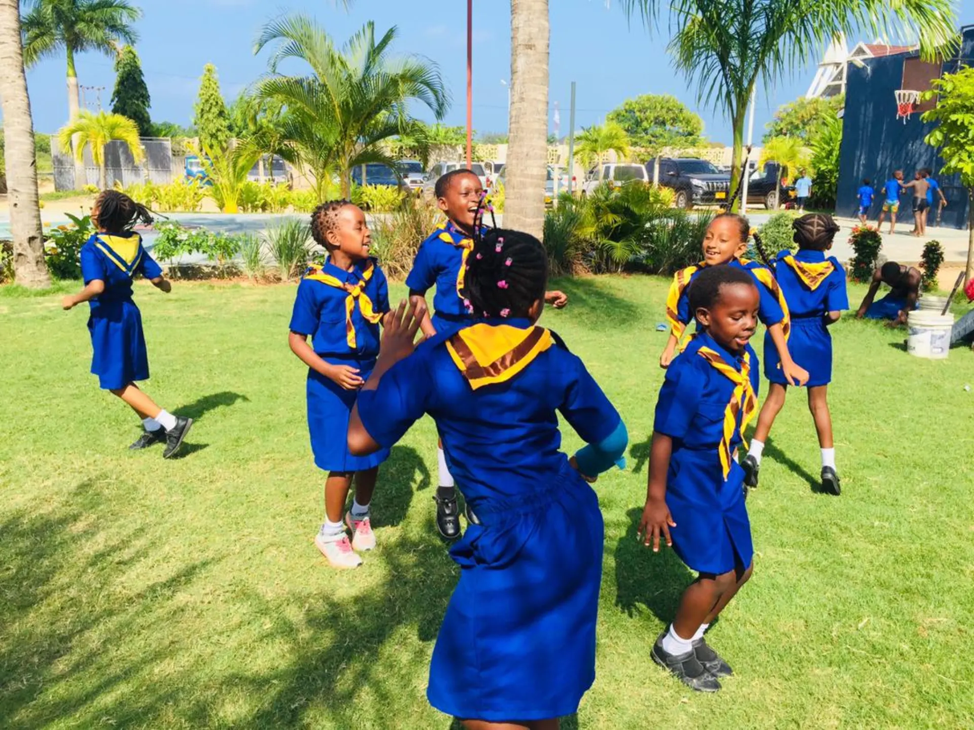 Girl Guides enjoying an outdoor team activity.