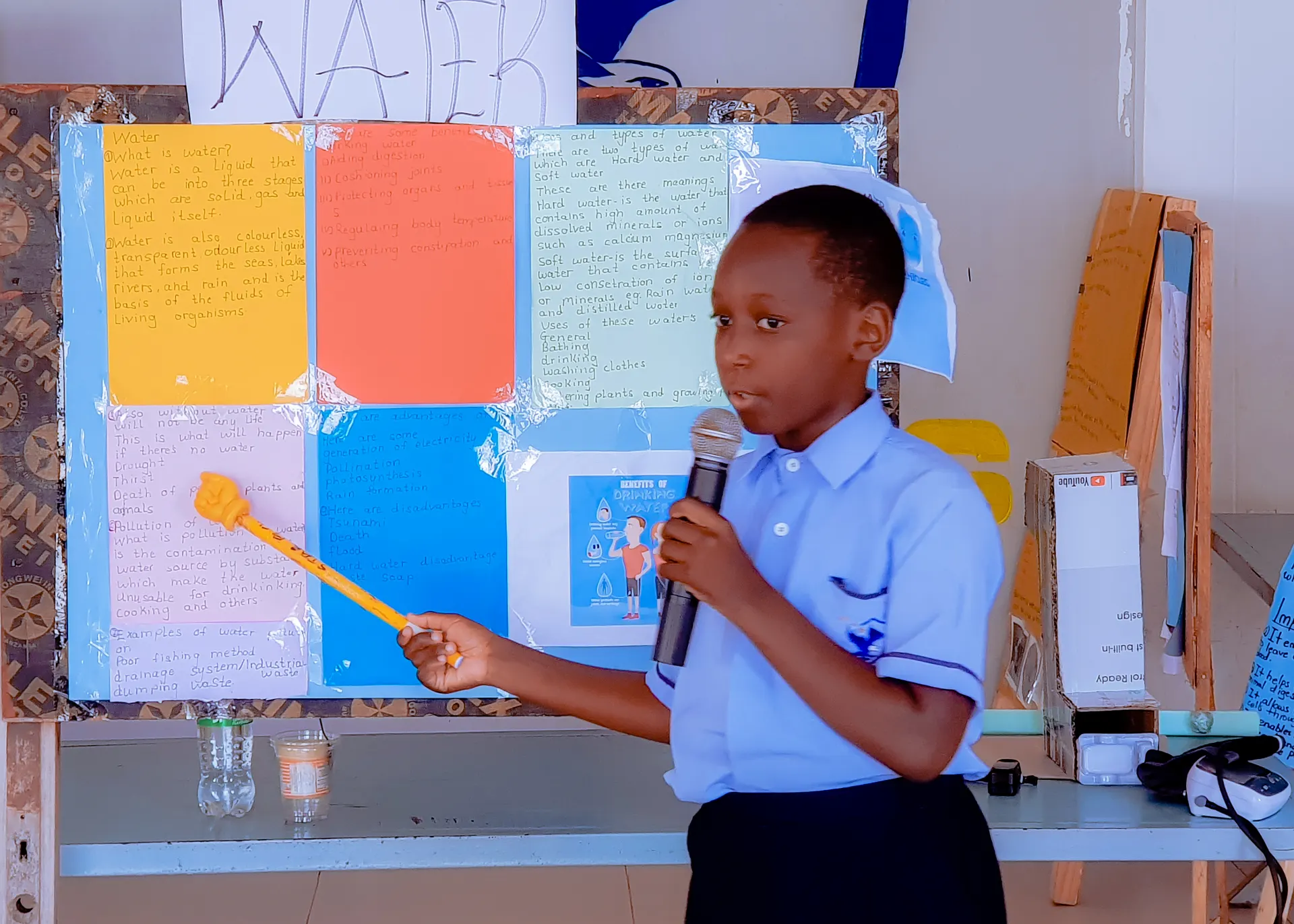 A learner presenting a classroom project.