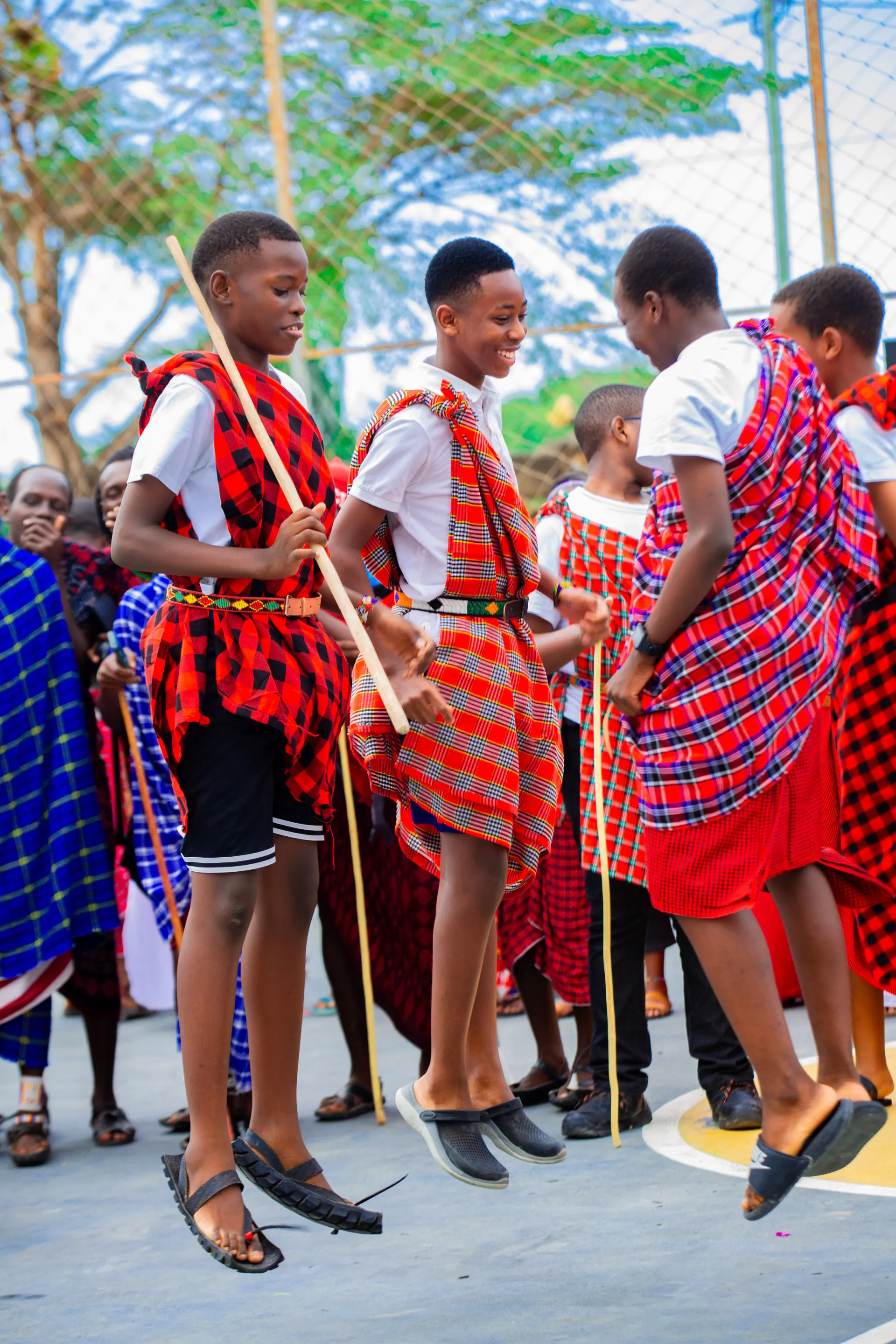 Students performing a traditional dance.