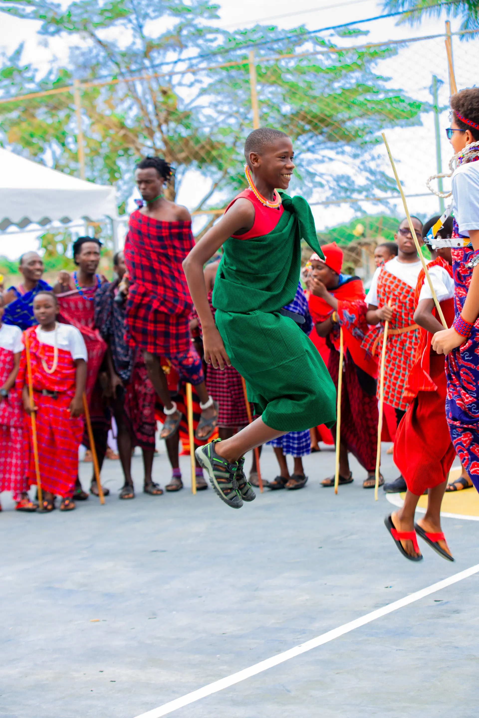 A joyful moment during the cultural celebration.